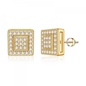 IEFIL Stud Earrings for Girls Women S925 Sterling Silver Post 14k Gold Plated CZ Hypoallergenic Stud Earrings for Women Sensitive Ears Dainty Round Heart Stud Earrings for Girls Baby Kids